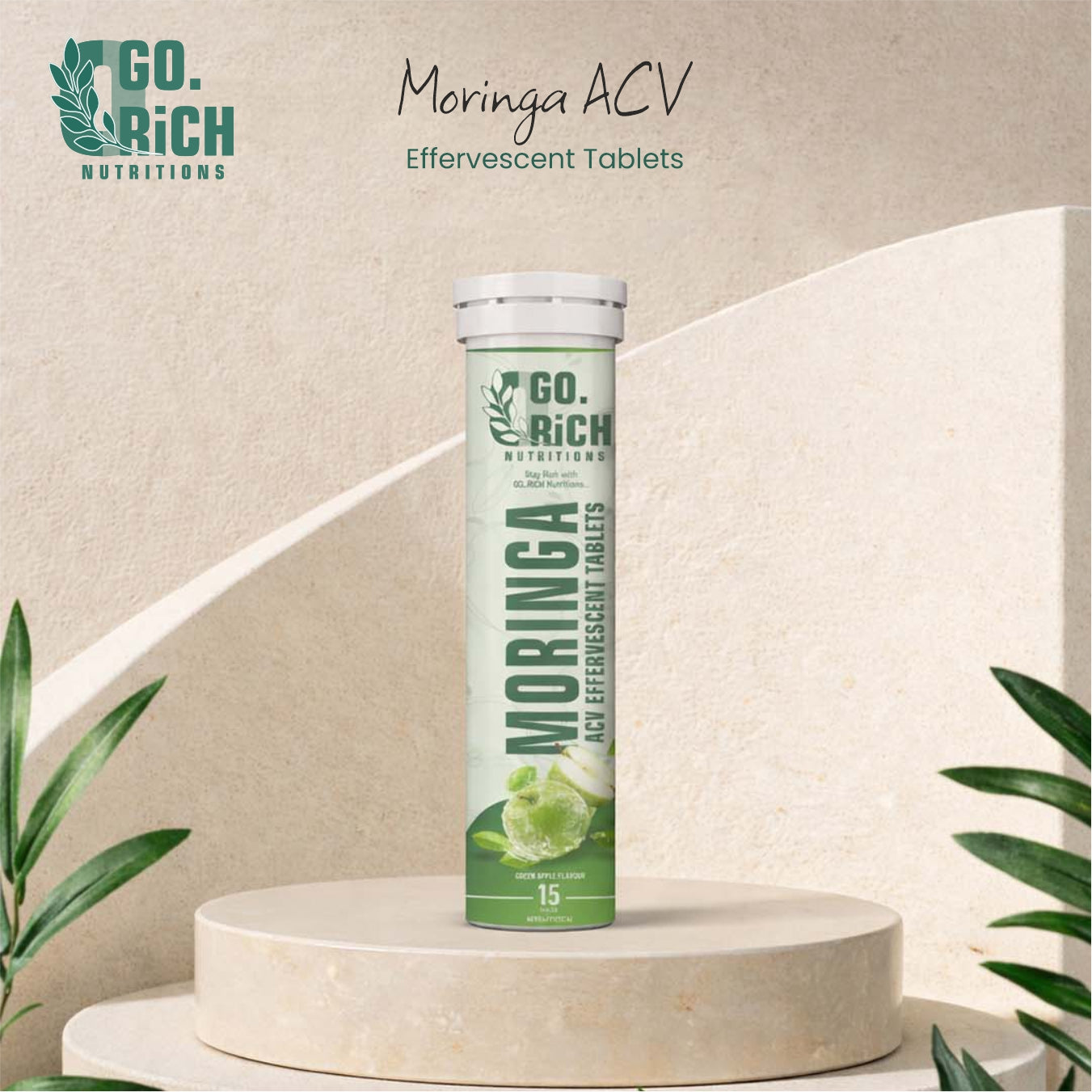 Moringa Acv Effervescent Tablets- For Craving Control, Metabolism And Weight Support (15 Acv Tablets / Pack Of 1)