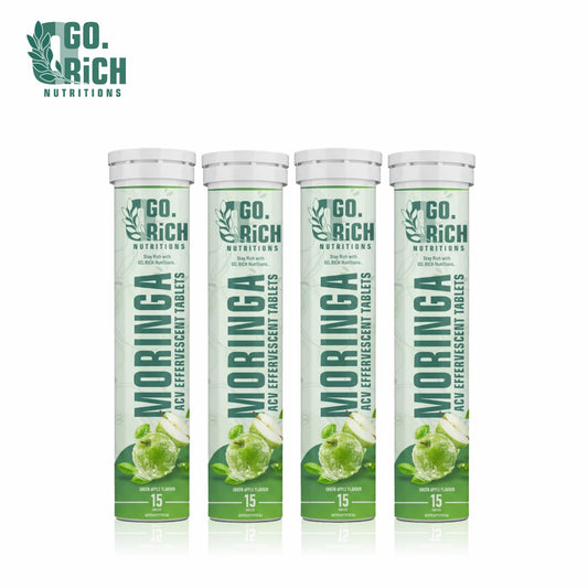 Moringa Acv Effervescent Tablets- For Craving Control, Metabolism And Weight Support (60 Acv Tablets / Pack Of 4) – 1 Month Pack