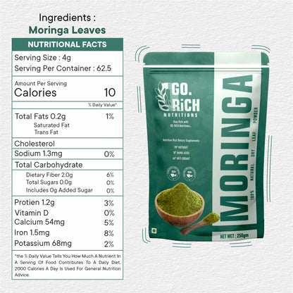 Natural Moringa Leaf Powder- Superfood For Energy And Metabolism Support (250 Gms / Pack Of 1)